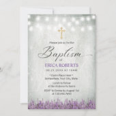 Baptism Christening Rustic Lavender Floral Kaart (Voorkant)