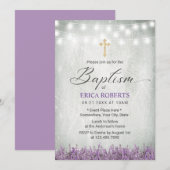 Baptism Christening Rustic Lavender Floral Kaart (Voorkant / Achterkant)