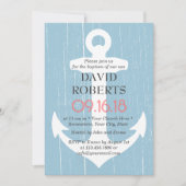Baptism Christening Rustic Light Blue & Anchor Kaart (Voorkant)
