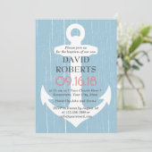 Baptism Christening Rustic Light Blue & Anchor Kaart (Staand voorkant)