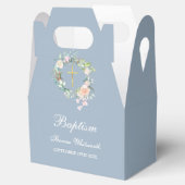 Baptism Christening Waterverf Floral Dusty Blue Bedankdoosjes (Geopend)