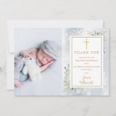 Baptism Christening Winter Snowflakes Foto Bedankkaart (Voorkant)