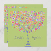 Baptism Circle Tree Retro gepersonaliseerde uitnod Kaart (Voorkant / Achterkant)