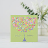 Baptism Circle Tree Retro gepersonaliseerde uitnod Kaart (Staand voorkant)