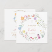 Baptism colorful wildflowers wreath kaart (Voorkant / Achterkant)