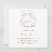 Baptism colorful wildflowers wreath kaart (Achterkant)