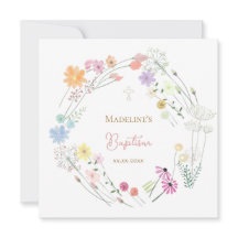 Baptism colorful wildflowers wreath