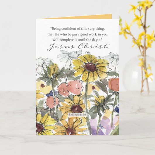 Baptism Congratulations Scripture Philippians   Kaart (Gele Bloem)