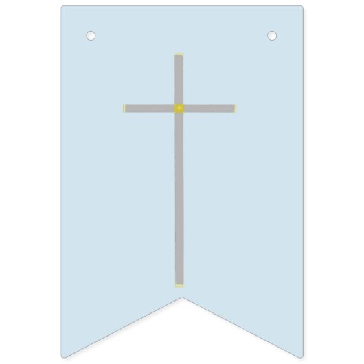 Baptism Cross Blue White Photo Bunting Banner (Eerste vlag)