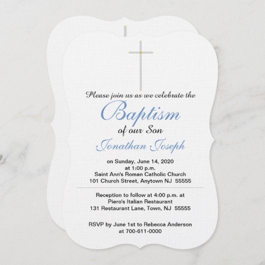 Baptism Cross Boy Blue-uitvindingen Kaart (Voorkant / Achterkant)