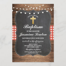 Baptism Cross Christening Red Check Gingham Chalk Kaart
