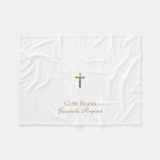 Baptism Cross Gold Crucifix Netting Fleece Deken (Voorkant (Horizontaal))