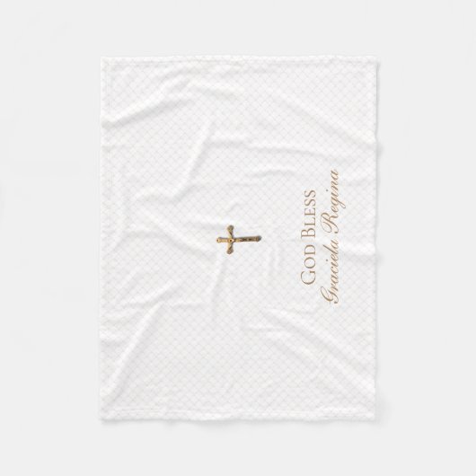 Baptism Cross Gold Crucifix Netting Fleece Deken (Voorkant)