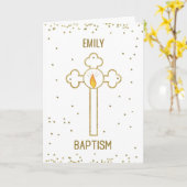 Baptism Custom Name Emily Gold Cross Kaart (Gele Bloem)