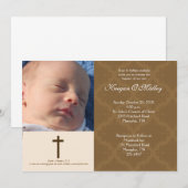 Baptism Dedicatie Tan/Cream 5x7 Damasfoto Kaart (Voorkant / Achterkant)