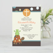 Baptism Dedication 5x7 Kikker & Turtle Invitation Kaart (Staand voorkant)