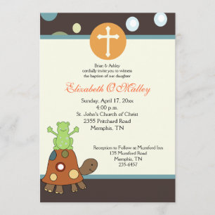 Baptism Dedication 5x7 Kikker & Turtle Invitation Kaart