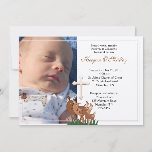 Baptism Dedication 5x7 Photo Deer Family Invite Kaart (Voorkant)