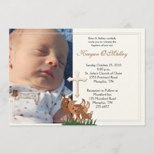 Baptism Dedication 5x7 Photo Deer Family Invite Kaart