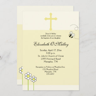 Baptism Dedication Spring Bee Happy Invitation Kaart