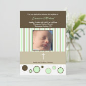 Baptism Dedicted Boy Tan Brown Bubbles Kaart (Staand voorkant)
