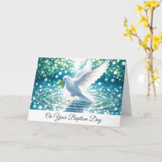 Baptism Dove Kaart (Gele Bloem)