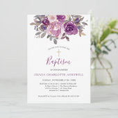 Baptism Dusty Mauve Paars Botanical Christening Kaart (Staand voorkant)