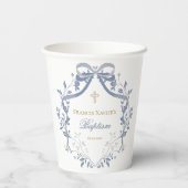 Baptism elegant blue bow papieren bekers (Achterkant)