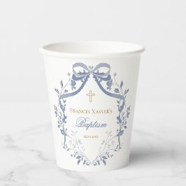 Baptism elegant blue bow papieren bekers