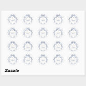 Baptism elegant blue bow ronde sticker (Vel)