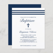 BAPTISM Elegant Striped Blue Cross Budget (Voorkant / Achterkant)