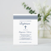 BAPTISM Elegant Striped Blue Cross Budget (Staand voorkant)