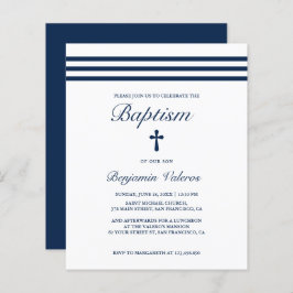 BAPTISM Elegant Striped Blue Cross Budget