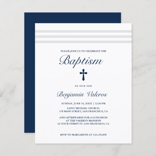 BAPTISM Elegant Striped Grevy Cross Budget (Voorkant / Achterkant)