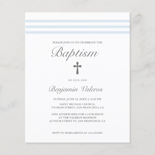 BAPTISM Elegant Striped pastel blue Cross (Voorkant)