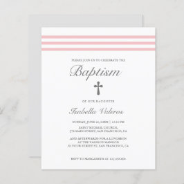 BAPTISM Elegant Striped pastel roze kruis