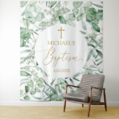 Baptism Eucalyptus greenery backdrop banner Wandkleed (In situ)