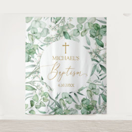Baptism Eucalyptus greenery backdrop banner Wandkleed