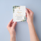 Baptism eucalyptus greenery blue budget uitnodigin flyer (Hand)