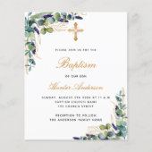 Baptism eucalyptus greenery blue budget uitnodigin flyer (Voorkant)