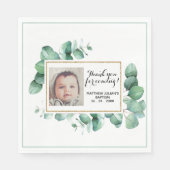 Baptism Eucalyptus Greenery Christening DANK U Servet (Voorkant)