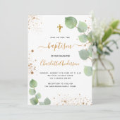 Baptism eucalyptus greenery cross script kaart (Staand voorkant)