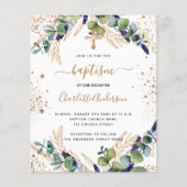 Baptism eucalyptus greenery Gold budget uitnodigin Flyer (Voorkant)