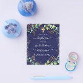 Baptism eucalyptus greenery navy blue-uitnodiging flyer (Enkel)