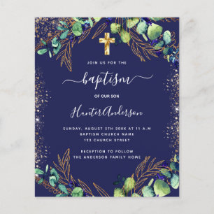 Baptism eucalyptus greenery navy blue-uitnodiging flyer