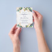 Baptism eucalyptus greenery navy blue-uitnodiging flyer (Hand)