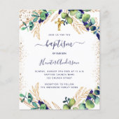 Baptism eucalyptus greenery navy blue-uitnodiging flyer (Voorkant)