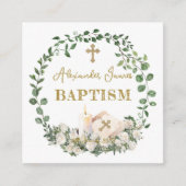 Baptism Eucalyptus Roses Cross  Informatiekaartje (Voorkant)