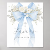 Baptism Favor Blue Bow Eucalyptus Poster (Voorkant)