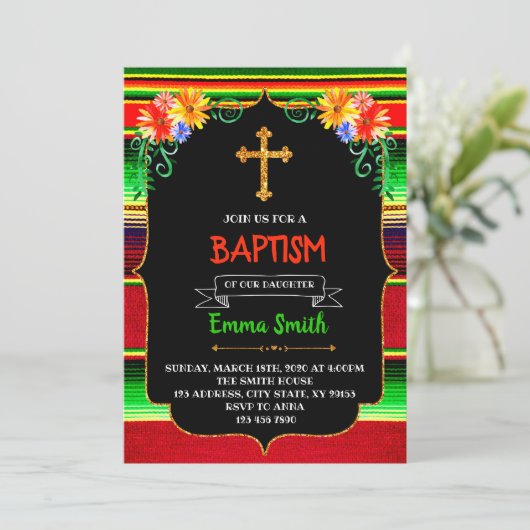 Baptism fiesta party kaart (Staand voorkant)